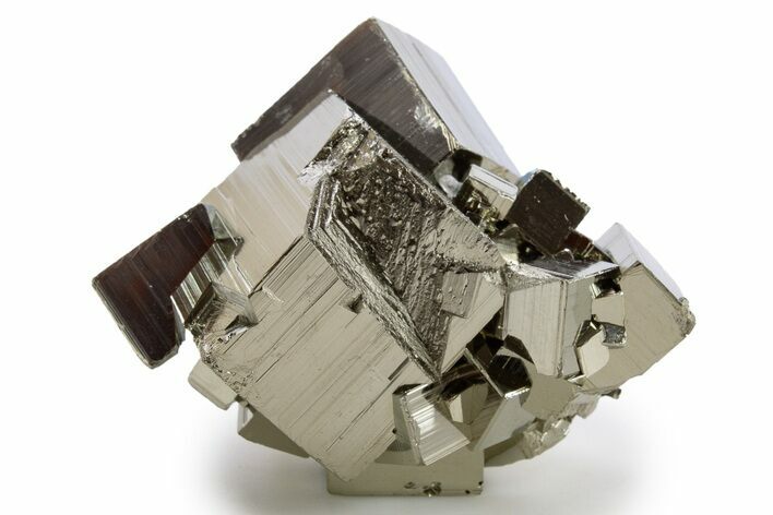 Gleaming Striated Cubic Pyrite Cluster - Peru #341551